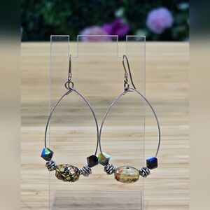Elegant Sterling Silver and Multicolor Beaded Earrings
